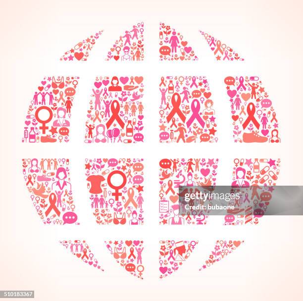 stockillustraties, clipart, cartoons en iconen met globe on breast cancer support royalty free vector art pattern - jogger face