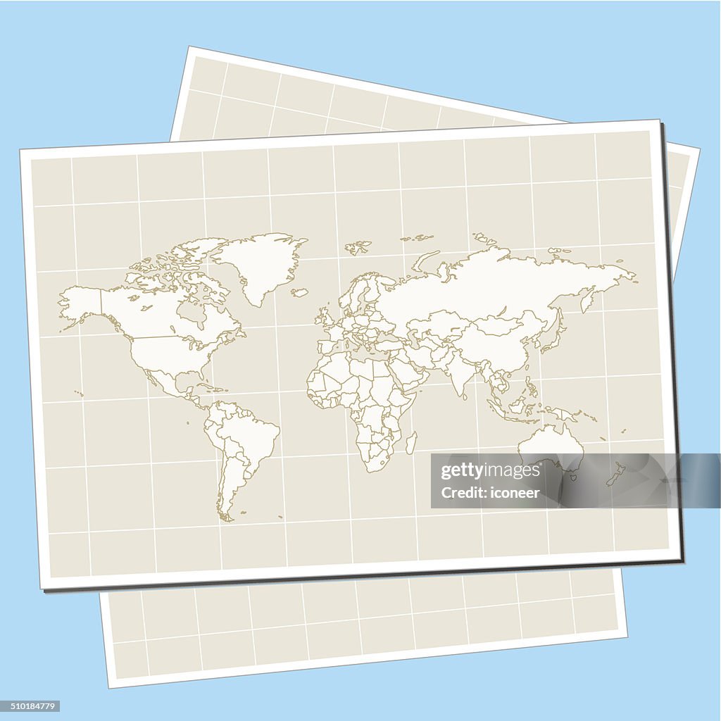 World Map On Paper High-Res Vector Graphic - Getty Images