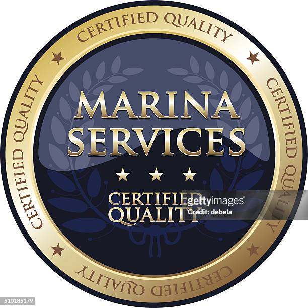 stockillustraties, clipart, cartoons en iconen met marina services gold badge - gold plaque