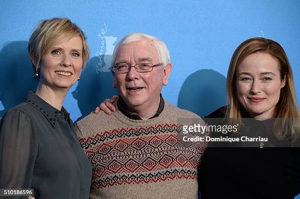 Actress Cynthia Nixon, director Terence Davies and actress Jennifer Ehle attend the 'A Quiet Passion' photo call during the 66th Berlinale...