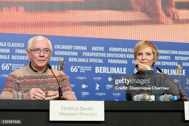 Director Terence Davies and Actress Cynthia Nixon attend the 'A Quiet Passion' press conference during the 66th Berlinale International Film Festival...