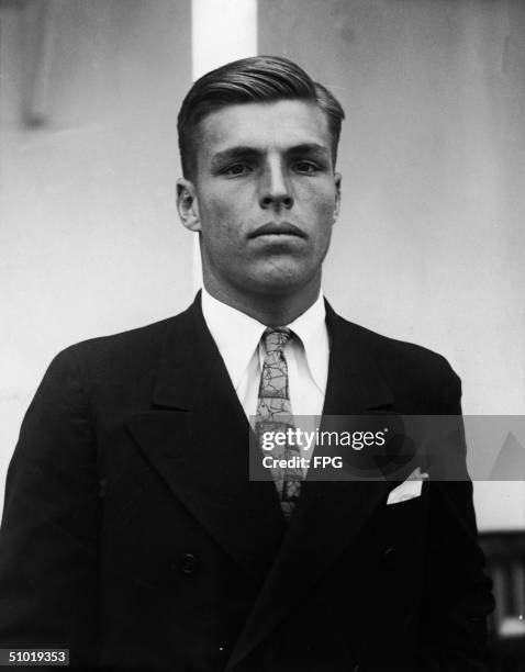 Portrait of American swimmer Buster Crabbe shortly after his return from the 1928 Olympics in Amsterdam, late August 1928. Crabbe won a bronze medal...