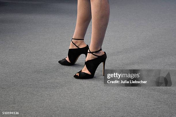 Actress Cynthia Nixon, shoe detail, attends the 'A Quiet Passion' photo call during the 66th Berlinale International Film Festival Berlin at Grand...