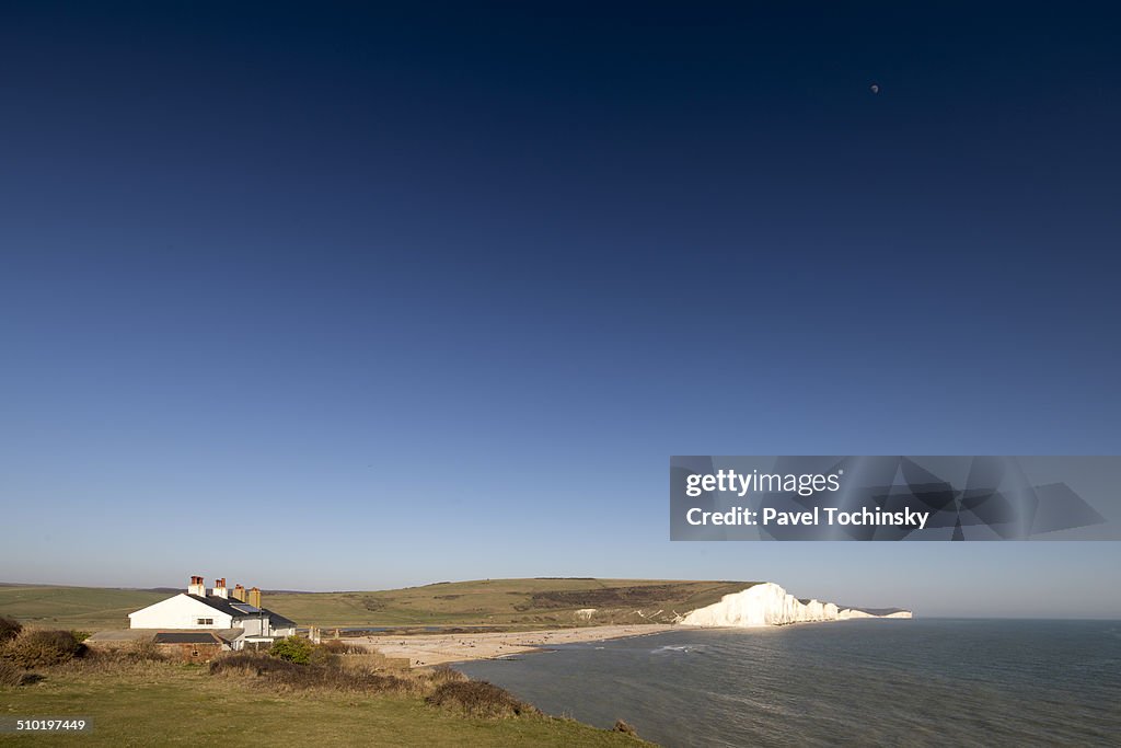 Famous Seven Sisters cliffs in Sussex