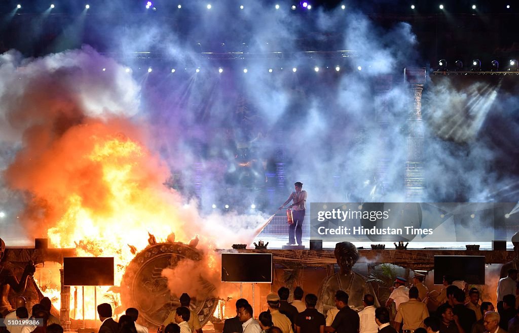 'Make In India Week' Event In Mumbai, Fire On Stage