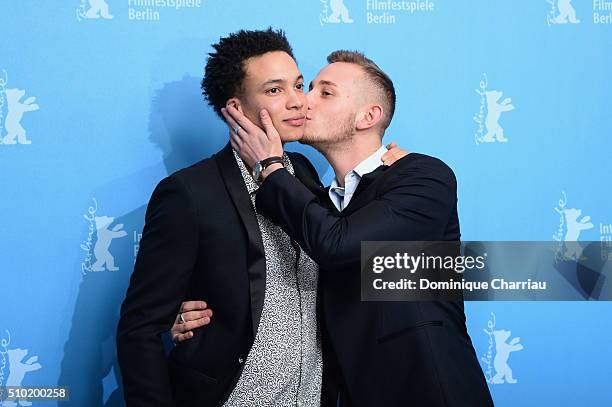 Actors Corentin Fila and Kacey Mottet Klein attend the 'Being 17' photo call during the 66th Berlinale International Film Festival Berlin at Grand...