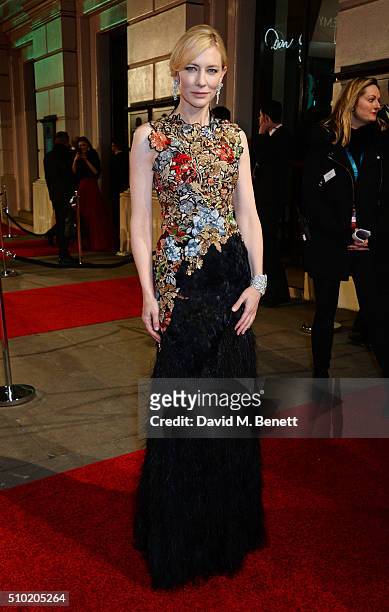Cate Blanchett attends the EE British Academy Film Awards at The Royal Opera House on February 14, 2016 in London, England.