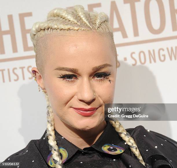 Singer Sarah Hudson arrives at The Creators Party Presented by Spotify, Cicada, Los Angeles at Cicada on February 13, 2016 in Los Angeles, California.