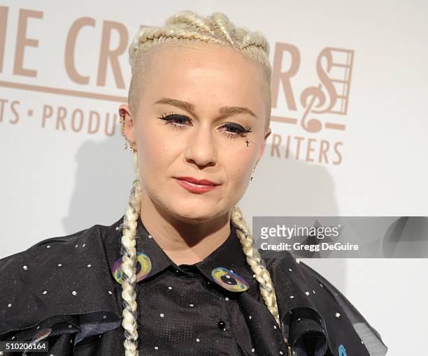 Singer Sarah Hudson arrives at The Creators Party Presented by Spotify, Cicada, Los Angeles at Cicada on February 13, 2016 in Los Angeles, California.