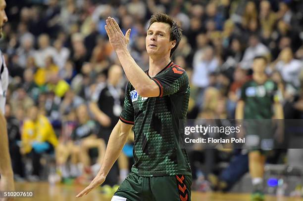 Hans Lindberg of Fuechse Berlin during the game between Fuechse Berlin and MT Melsungen on February 14, 2016 in Berlin, Germany.