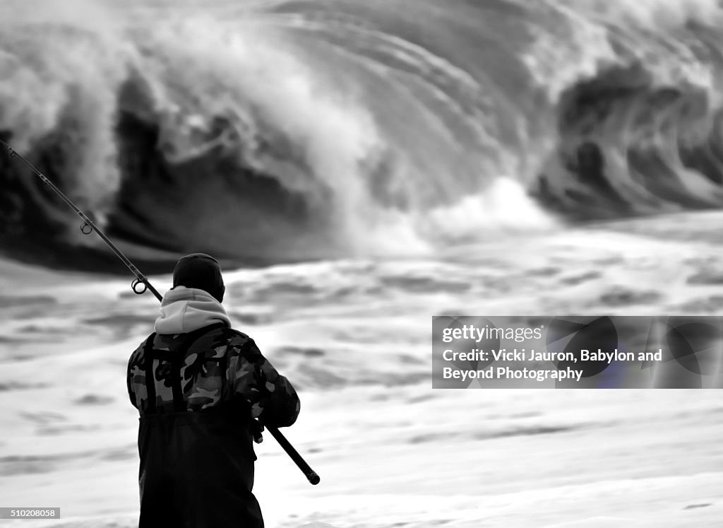 Fisherman Facing the Waves at Robert Moses