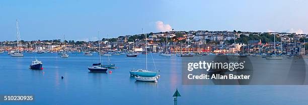 panoramic format image of falmouth at dusk - falmouth england stock-fotos und bilder