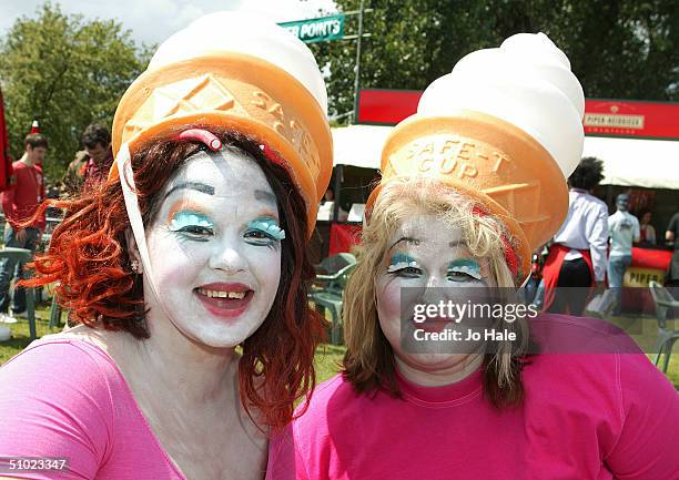 Costume crowd Ice Cream Ladies at the official Pride Parade aftershow "Big Gay Out" as part of the Pride London festival in Finsbury Park on July 3,...