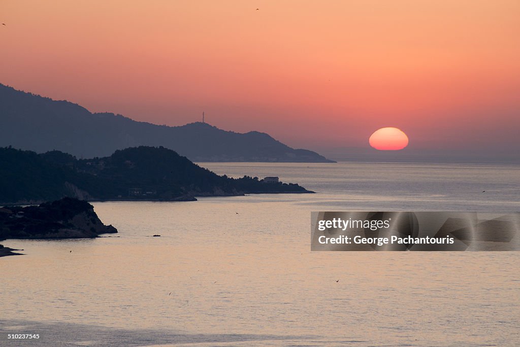 Sunset in the Aegean sea