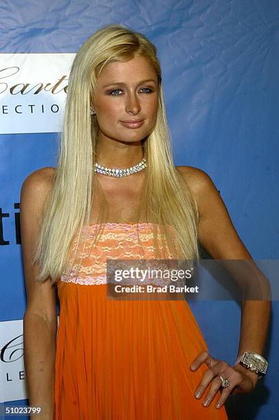 Paris Hilton arrives to the release of the S. Carter Tennis shoe party at the Playstation 2 Estate on July 3, 2004 in South Hampton, New York.