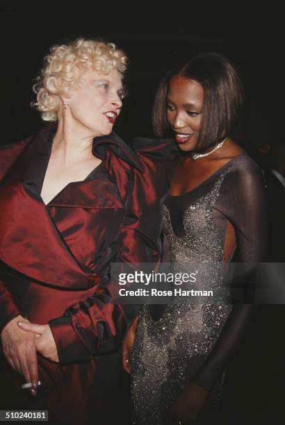 English fashion designer and businesswoman, Vivienne Westwood, and English model, Naomi Campbell, attend the '13th Annual Night of Stars' at the...