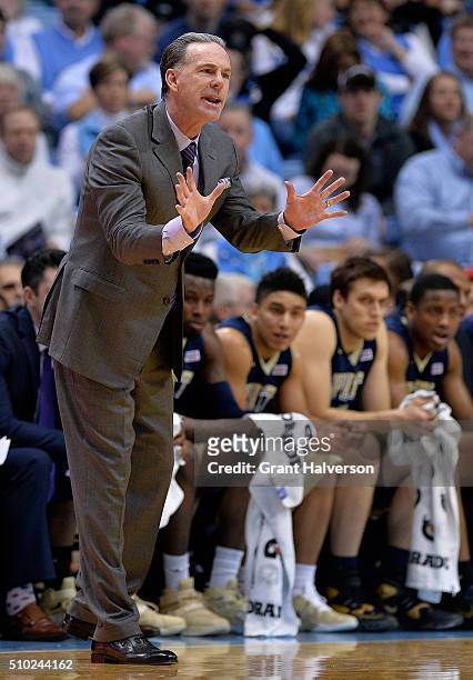 Head coach Jamie Dixon of the Pittsburgh Panthers directs his team during their game against the North Carolina Tar Heels at the Dean Smith Center on...