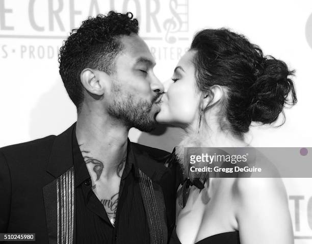 Singer Miguel and Nazanin Mandi arrive at The Creators Party Presented by Spotify, Cicada, Los Angeles at Cicada on February 13, 2016 in Los Angeles,...