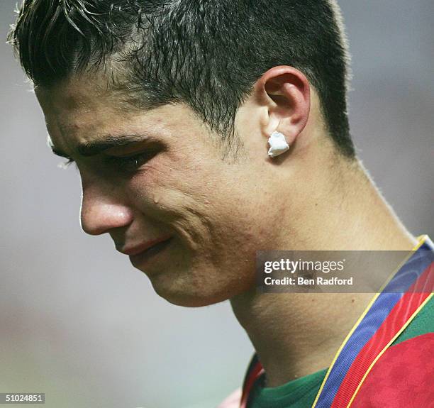 Cristiano Ronaldo of Portugal in tears after the UEFA Euro 2004, Final match between Portugal and Greece at the Luz Stadium on July 4, 2004 in...