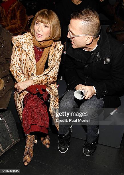 Vogue's Anna Wintour and CFDA CEO Steven Kolb attend the Hood By Air 2016 fashion show on February 14, 2016 in New York City.