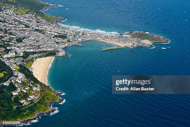 aerial view of st ives in cornwall - st ives cornwall stock-fotos und bilder