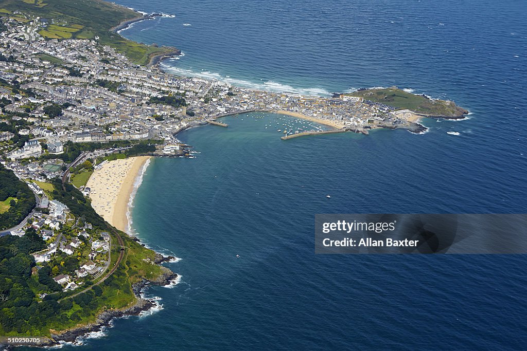 Aerial view of St Ives in Cornwall