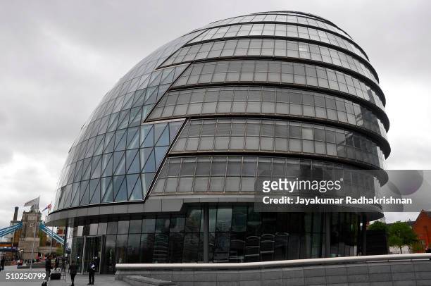 City Hall building in London. Glass round shaped building located near Tower bridge.
