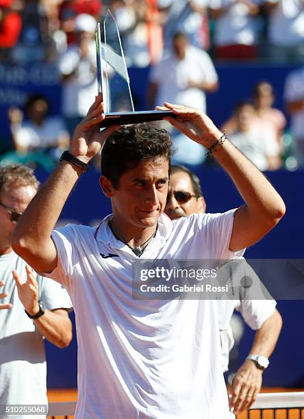 Nicolas Almagro of Spain poses for a photo after losing his final match against Dominic Thiem of Austria as part of ATP Argentina Open at Buenos...