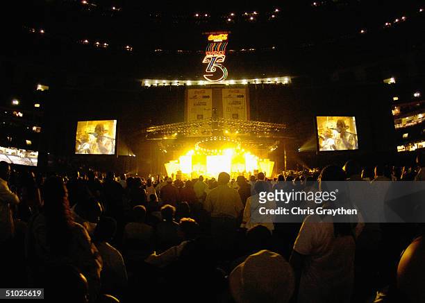 The audience watches Maze featuring Frankie Beverly as they perform at the 10th Anniversary Essence Music Festival at the Superdome on July 4, 2004...