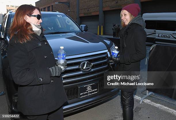 New York Fashion Week Guests Pose in front of a Lexus SUV with Aquafina water at Fall 2016 New York Fashion Week on February 14, 2016 in New York...