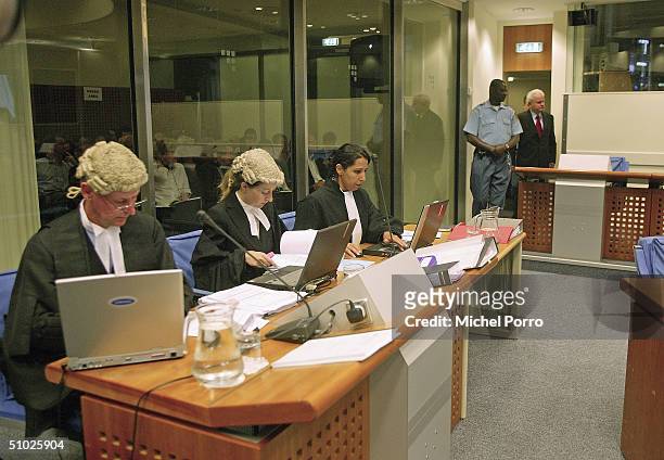 Former Yugoslav President Slobodan Milosevic appears to defend his case at the war crimes tribunal July 5, 2004 in The Hague, Netherlands. After...