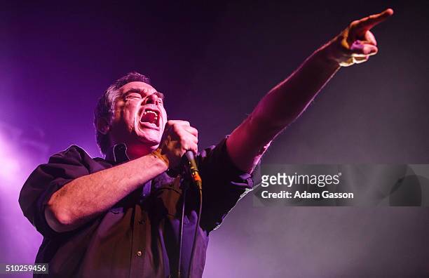 Mark Stewart performs with The Pop Group on the third day of the BBC 6 Music Festival at Colston Hall on February 14, 2016 in Bristol, England.