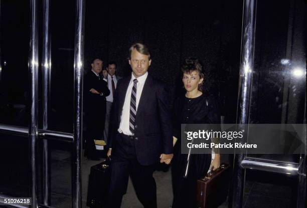 LINDY AND MICHAEL CHAMBERLAIN OUTSIDE THE COURT IN SYDNEY. .