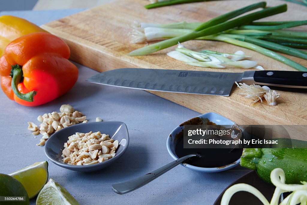 Ingredients for zucchini pad thai