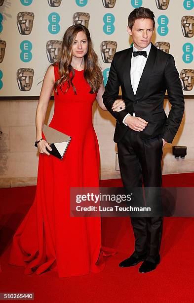 Hannah Bagshawe and Eddie Redmayne attend the official After Party Dinner for the EE British Academy Film Awards at The Grosvenor House Hotel on...