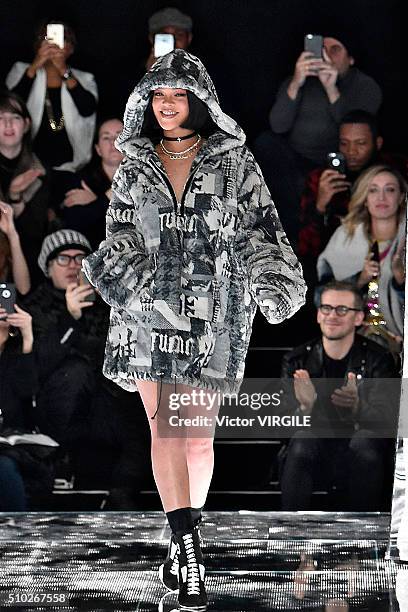 Rihanna walks the runway at the FENTY PUMA by Rihanna AW16 Collection during Fall 2016 New York Fashion Week on February 12, 2016 in New York City.