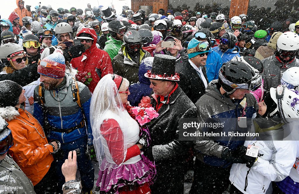 The 25th annual Mountaintop Matrimony ceremony at Loveland Ski in Georgetown, Colorado