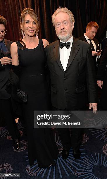 Giannina Facio and Ridley Scott attend the official After Party Dinner for the EE British Academy Film Awards at The Grosvenor House Hotel on...