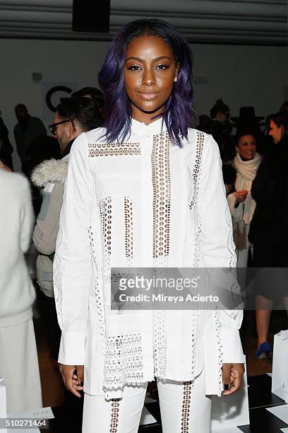 Singer Justine Skye attends the Jonathan Simkhai fashion show during Fall 2016 MADE Fashion Week at Milk Studios on February 14, 2016 in New York...
