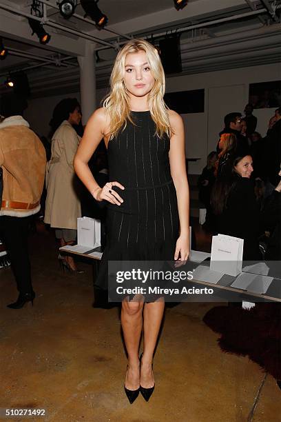 Model Rachel Hilbert attends the Jonathan Simkhai fashion show during Fall 2016 MADE Fashion Week at Milk Studios on February 14, 2016 in New York...