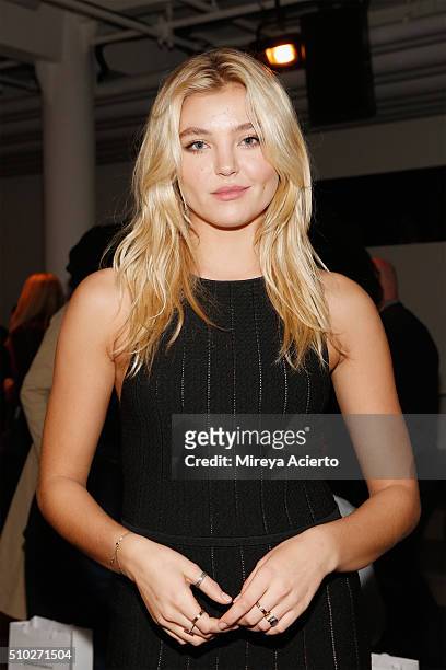 Model Rachel Hilbert attends the Jonathan Simkhai fashion show during Fall 2016 MADE Fashion Week at Milk Studios on February 14, 2016 in New York...