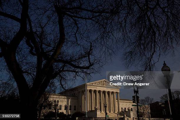 The U.S. Supreme Court is seen in the late afternoon on February 14, 2016 in Washington, DC. Supreme Court Justice Antonin Scalia was at a Texas...