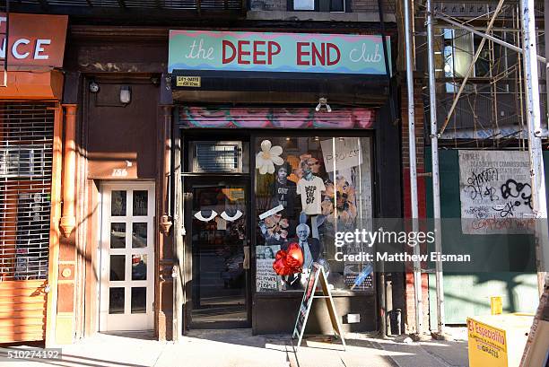 View of the shop exterior at The Deep End Club Collection launch hosted by Alexa Chung at The Deep End Club on February 14, 2016 in New York City.