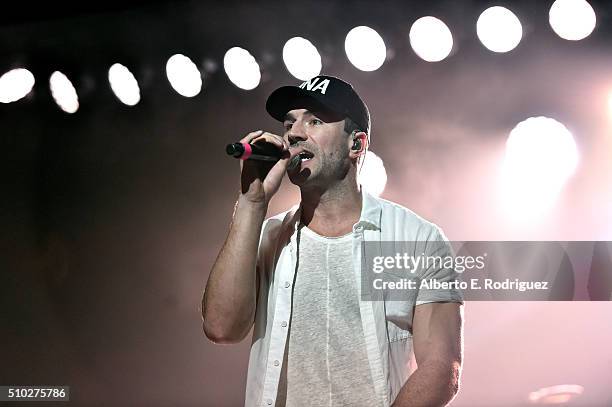 Singer Sam Hunt performs onstage during Lucian Grainge's 2016 Artist Showcase Presented by American Airlines and Citi at The Theatre at Ace Hotel...