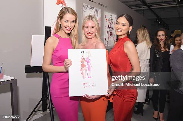 Miss USA Olivia Jordan, Artist Meagan Morrison, and Miss Universe Pia Wurtzbach attend the Gemfields Event at Fall 2016 New York Fashion Week at...