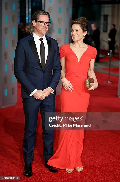 Mili Avital and Charles Randolph attend the EE British Academy Film Awards at The Royal Opera House on February 14, 2016 in London, England.