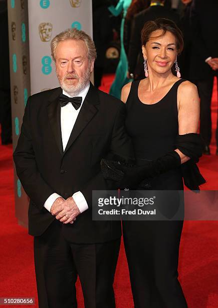 Ridley Scott and Giannina Facio attend the EE British Academy Film Awards at The Royal Opera House on February 14, 2016 in London, England.