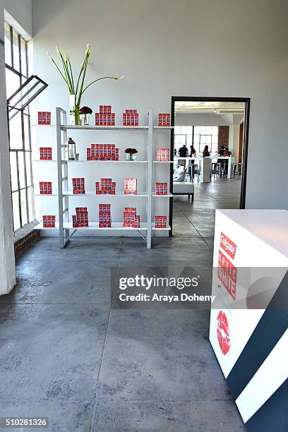 Colgate Optic White products at the Colgate Optic White Beauty Bar Ð Day 2 at Hudson Loft on February 14, 2016 in Los Angeles, California.