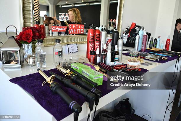 Colgate Optic White products at the Colgate Optic White Beauty Bar Ð Day 2 at Hudson Loft on February 14, 2016 in Los Angeles, California.