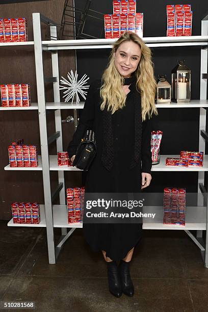 Becca Tobin attends the Colgate Optic White Beauty Bar Ð Day 2 at Hudson Loft on February 14, 2016 in Los Angeles, California.